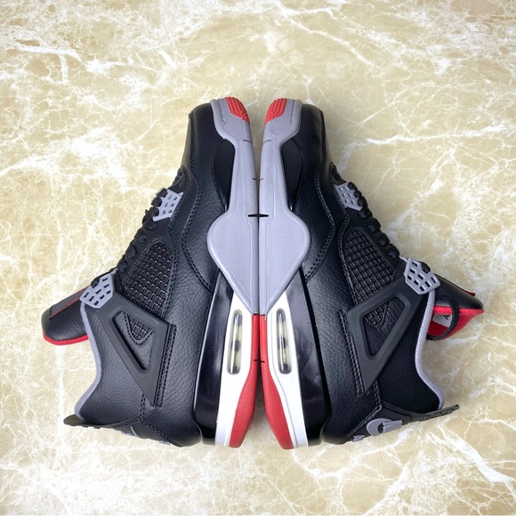 Jordan 4 Retro Bred Reimagined -Men's Black/ Gray Sneakers Shoes - Picture 6 of 10